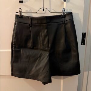 Black Leather Women Shorts